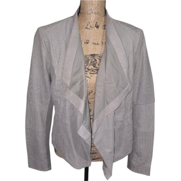G.I.L.I. Got It Love It Elegant Gray Leather Waterfall Women's‎ Jacket Size 10 - Picture 2 of 12